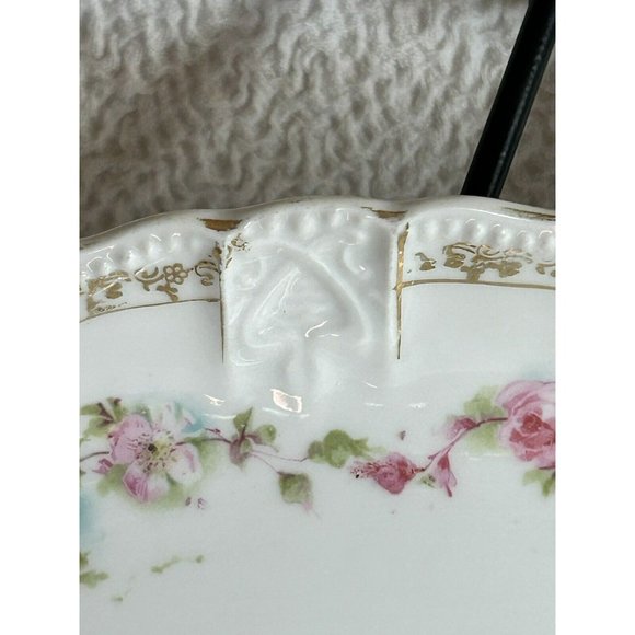 Antique Celery Dish 1909-1916 Three Crown China Germany Pink Roses & Gold Accent - Picture 7 of 14